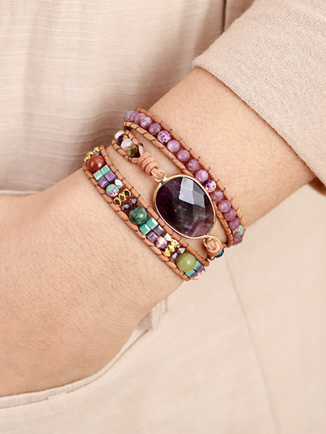 Triple-Layer Amethyst Bracelet