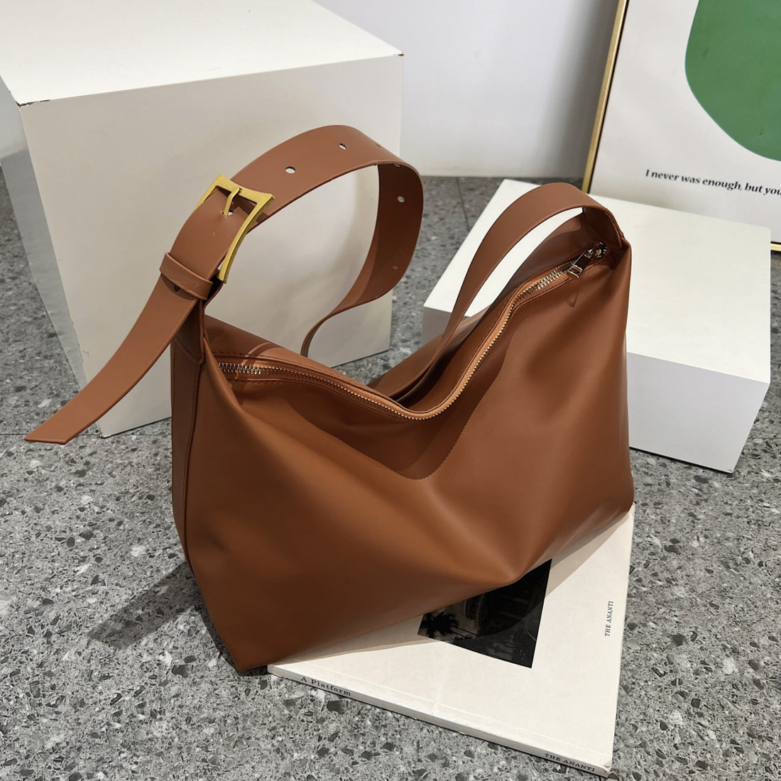 Adjustable Strap PU Leather Handbag