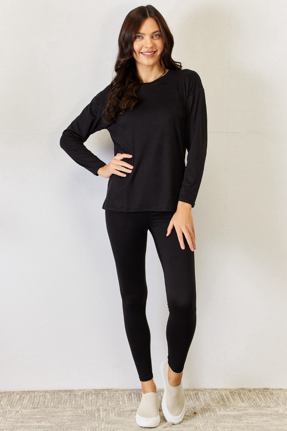 JULIA Round Neck Long Sleeve T-Shirt and Leggings Set