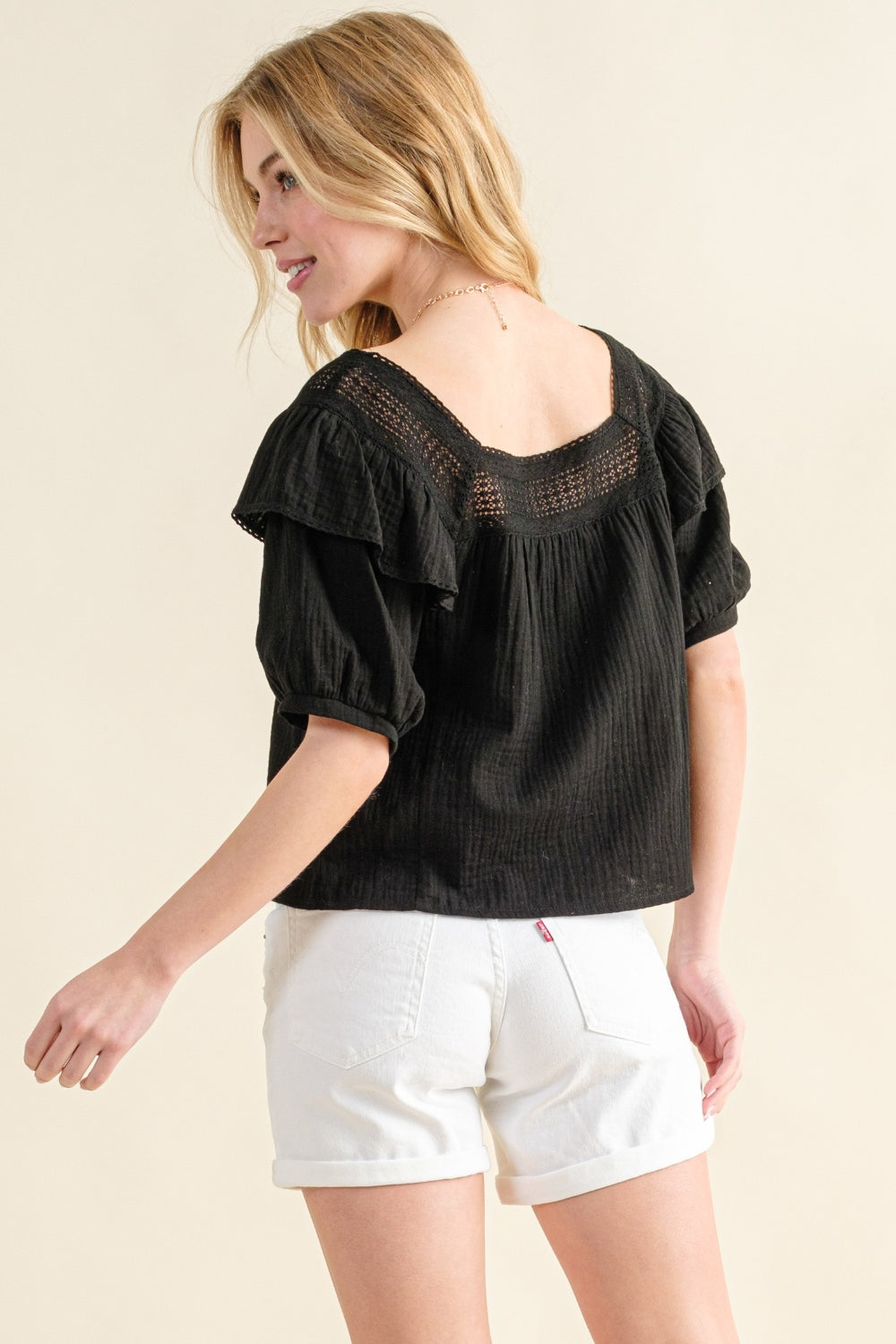 And The Why Square Neck Ruffled Blouse